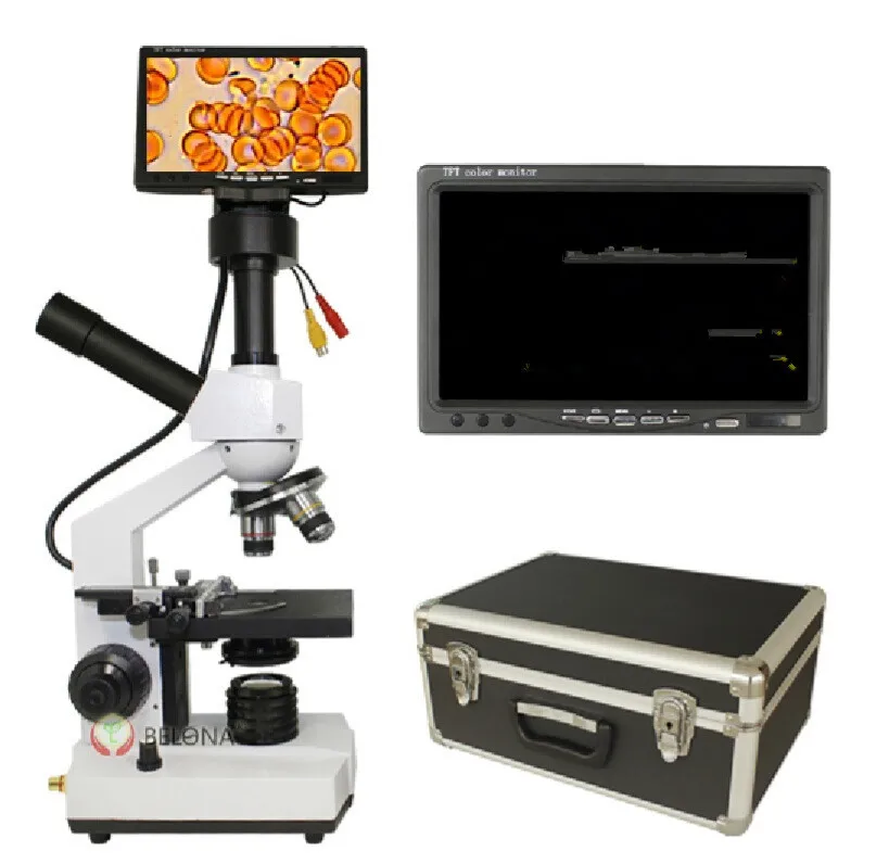 

High quality professional digital biological microscope with 7 inch LCD screen for blood detection Mites aquaculture instrument