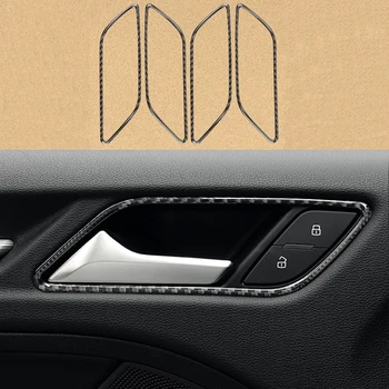 

4x 100% Carbon Fiber Inner Door Handle Bowl Cover Frame Trim For Audi A3 15-2017