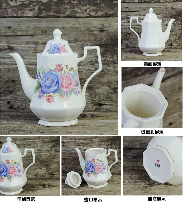 Fashion British Bone China Coffee Pot European Style Afternoon Tea Teaset Ceramic Teapot Coffee Pot Flower Tea Pot Porcelain Pot