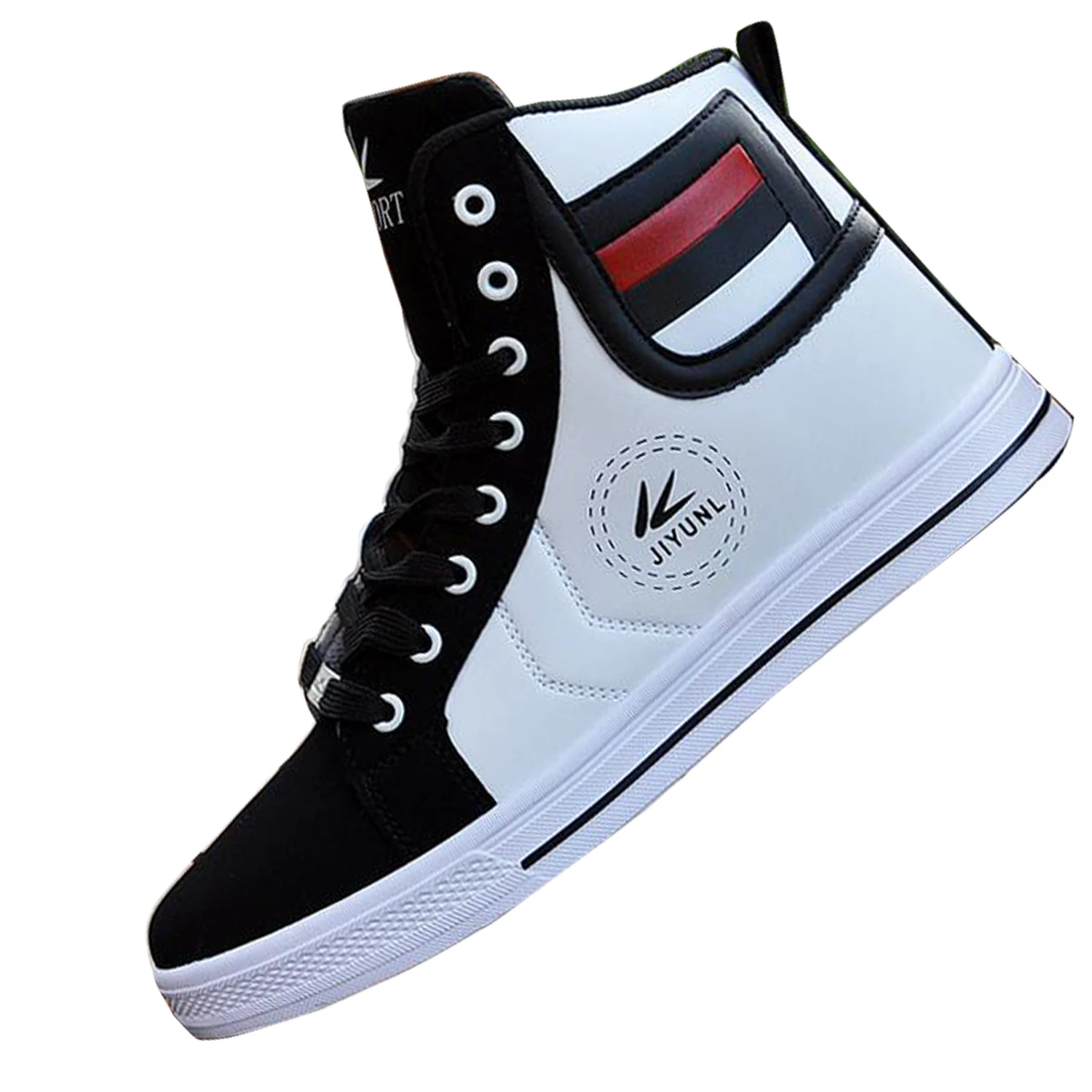 mens black and white high tops