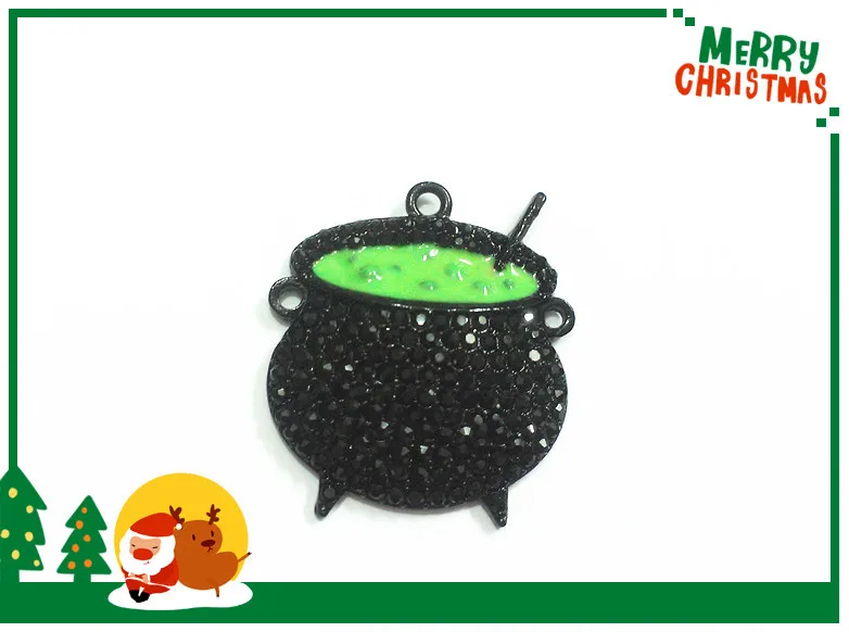 

Newest!! 35MM 10pcs/lot Witches Cauldron Rhinestone Pendants