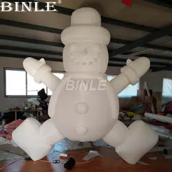 Высокое качество, большой надувной рождественские украшения двора белый гигантский Снеговик воздушный шар с светодиодные фонари для