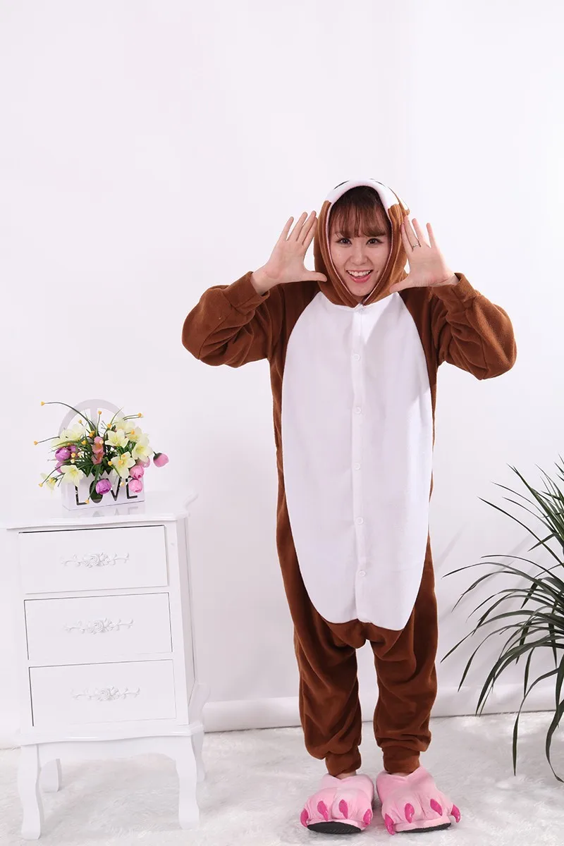 Монки коричневые взрослых Onesie животных Для мужчин Для женщин комбинезон пижамы ворсом мультфильм Костюмы для косплея Пижама S-XL