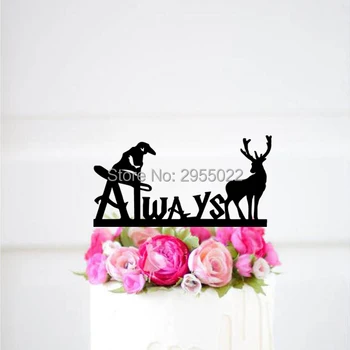 

Always wedding Cake Topper with deer and wizard hat,wedding cake decoration