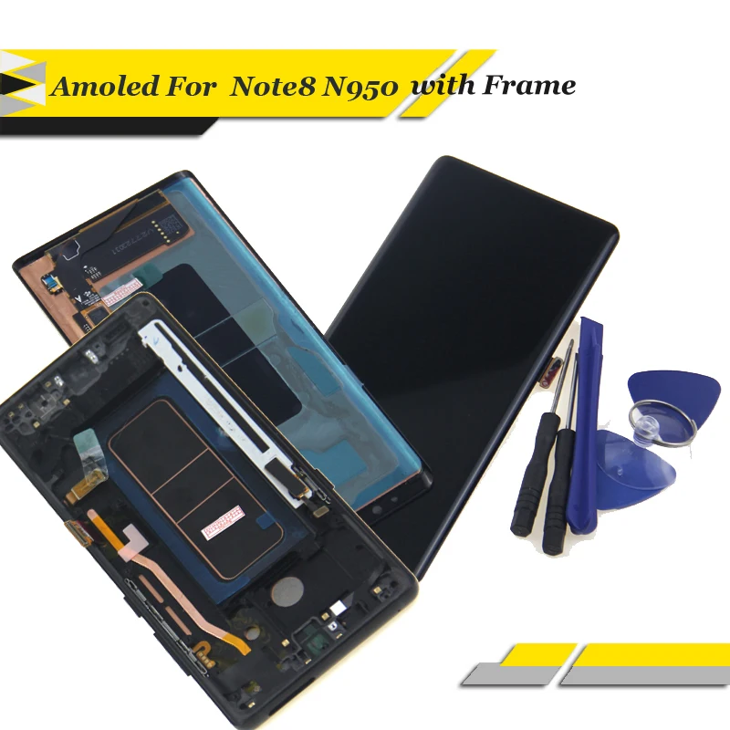 

AMOLED LCD Display For SAMSUNG Galaxy NOTE8 LCD N9500 N9500F LCD Display Touch Screen Replacement Parts with frame