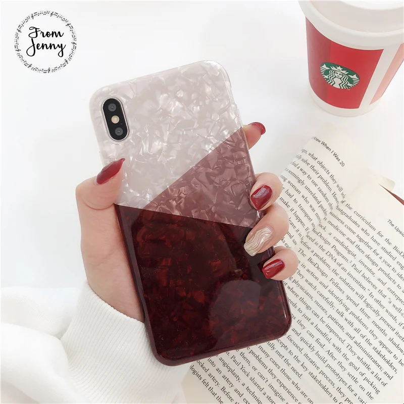 

Lovebay Phone Case For iPhone 6 6s 7 8 Plus X XR XS Max Fashion Lovely Glitter Conch Shell Soft IMD For iPhone X Phone Case Capa