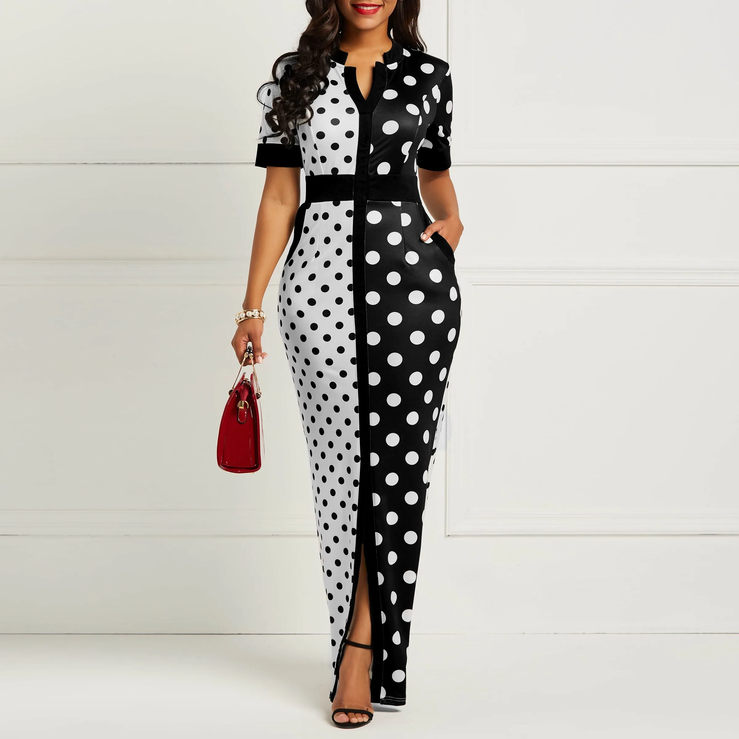 Africanos para as Mulheres Vestido de África Vestidos Dashiki Polka Africano Roupas Tamanho Grande Verão Branco Preto Impresso Retro Bodycon Longo Dot 4 High Quality Moda Feminina