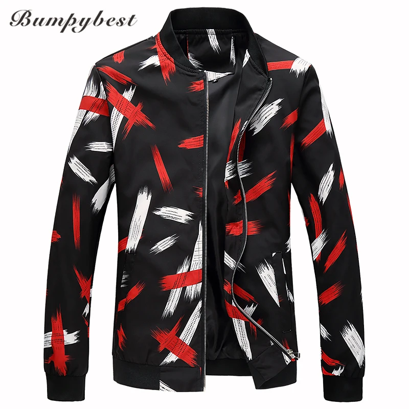 

Bumpybeast 2018 New Flower Bomber Jacket Casual Men Jackets Coats Autumn Thin Jaqueta Masculino Plus Size 5XL 6XL Tops