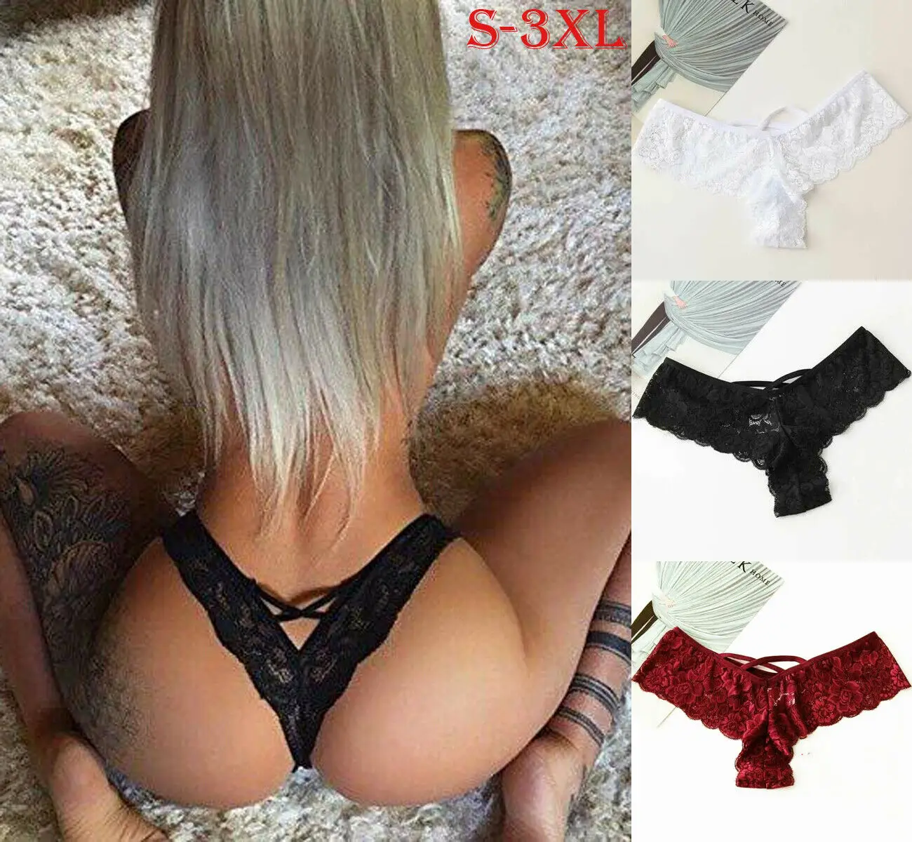 Sexy Thongs Underwear Women Seamless Lingerie Lace Panties Summer Beach Bikini Knickers G-string Underpant Briefs Size S-3XL