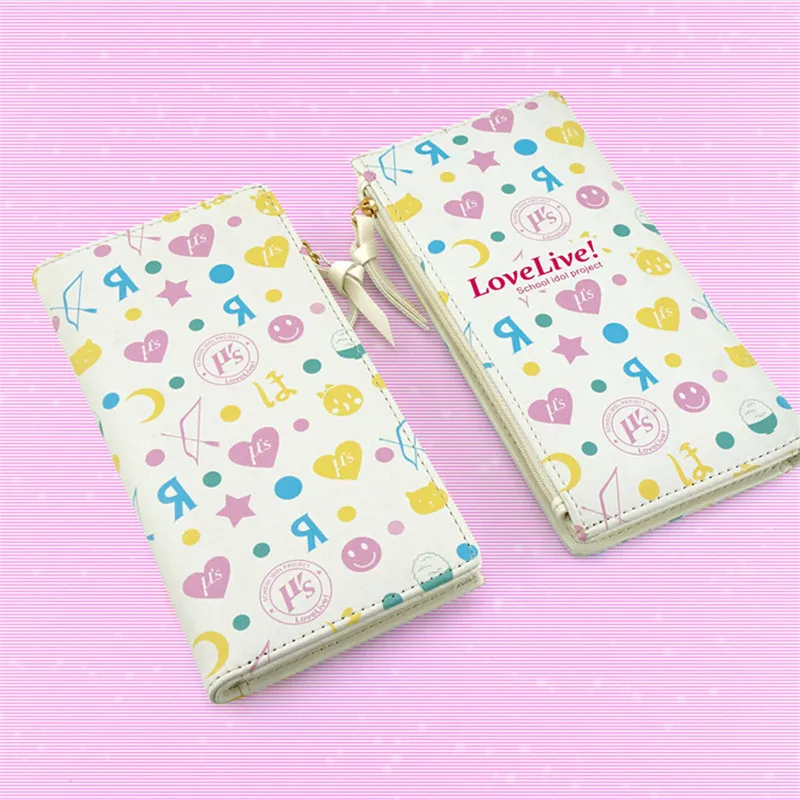 Anime lovelive Kawaii Women Cosplay Pu Leather Long Wallets Cartoon