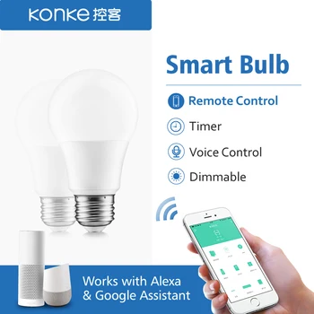 

Konke Smart Timing Energy Saving Dimmable LED Light Bulb Remote Control US Standard Works with Alexa and Google Assistant