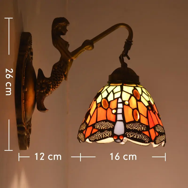 Настенный светильник Tiffany Mermaid Dragonfly абажур из витражного стекла настенный