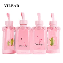 VILEAD 350 мл стеклянная Милая стеклянная чашка es креативный тренд студенческий Цветок кактуса вишни портативный стакан для фруктового сока девушка