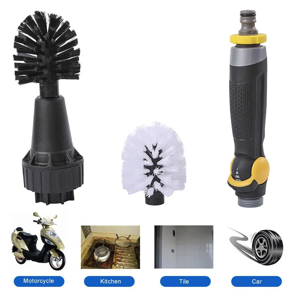 

Car Tyre Cleaning Brush Automatic Car Wash Detail Brush For Vehicle Bikes Motorcycles Washing Tool Water-powered Wheel Brush