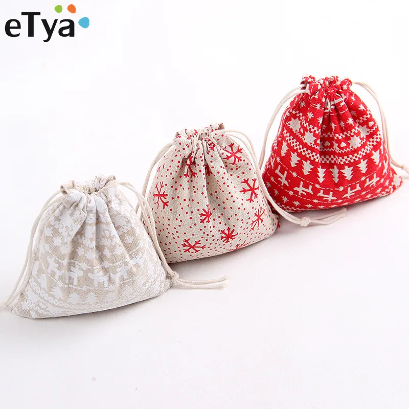 

eTya Women Men Cotton Linen Drawstring Bag Reusable Drawstring Shopping Bag Small Large Cosmetic Cloth Coin Storage Bags Pouch