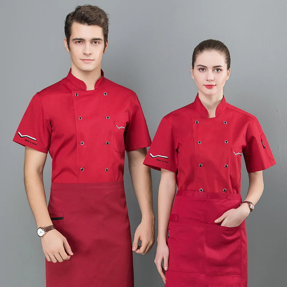 Men and women embroidery chef uniforms restaurant hotel Double breasted catering bakery cotton Chef Jackets M-3XL waitress shirt