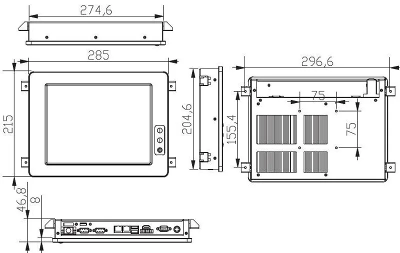 Горячая Распродажа 10,4 дюймов с SSD 64 ГБ + 4 ГБ оперативной памяти сенсорный экран безвентиляторный промышленный сенсорной панели ПК для