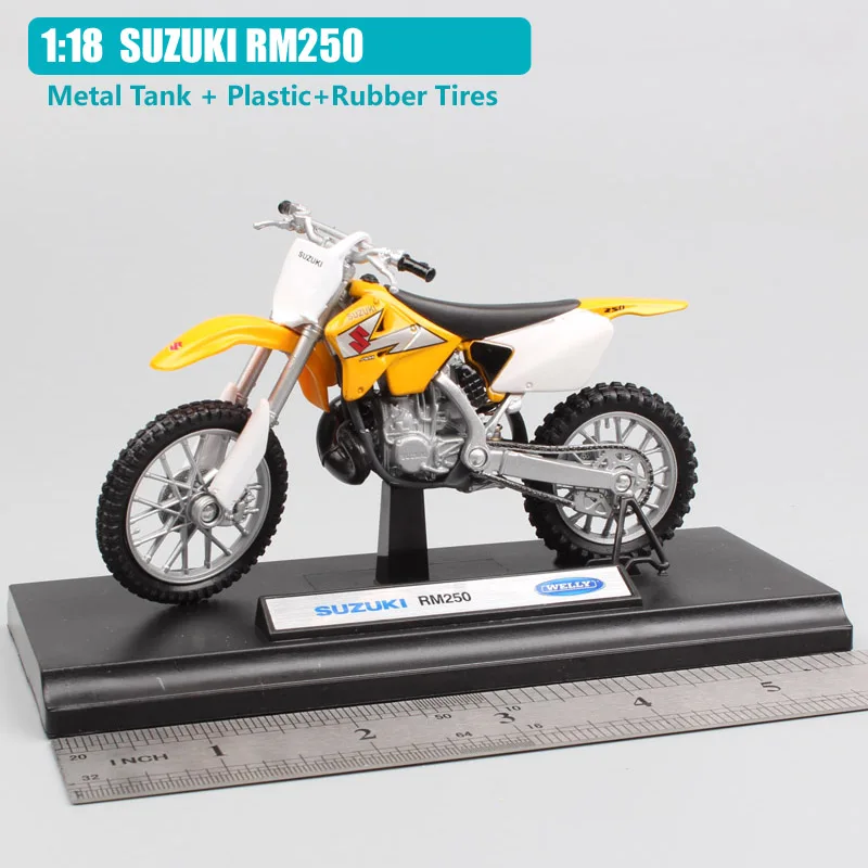 Детские 1:18 весы Welly мини Suzuki RM250 мотокросса мотоцикл литья под давлением эндуро внедорожных Трейл модель игрушка миниатюрная