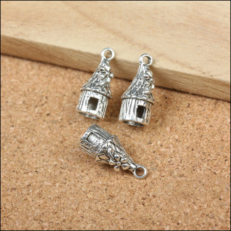 10pcs/lot High Quality Antique Silver 3D House Charm Bracelet Charms