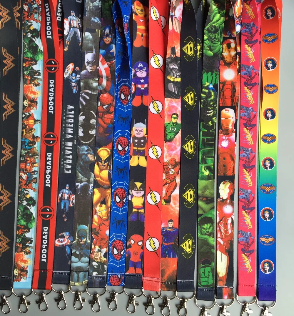 Лот 100 шт. японский аниме мультфильм Мстители смешанные шеи ремни Lanyards мобильный телефон, ID карты, брелок подарки для детей Mm-05
