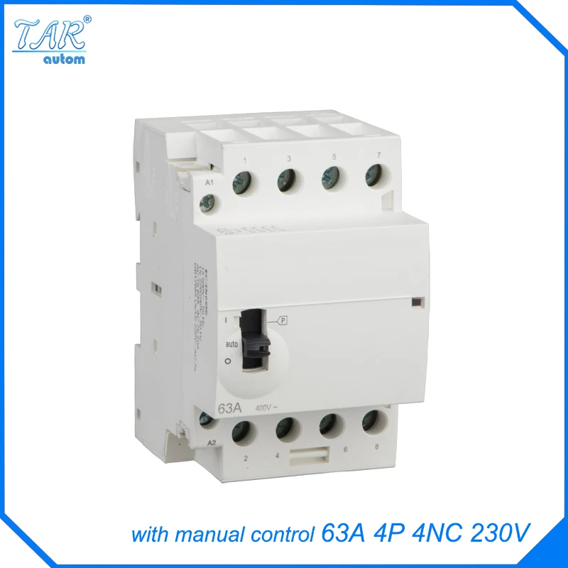 

63A High Quality WCT 4P 63A 400V 50/60HZ Din Rail Household AC Contactor 4NC Manual Control Contator