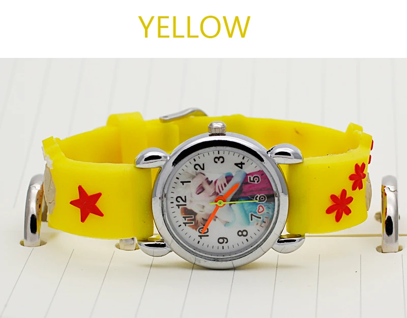 Yellow С рисунком Принцесса Эльза часы Anna Модное детское нижнее белье для девочек для детей школьного возраста, Симпатичные Силиконовые наручные часы Hour подарок часы, наручные часы с механизмом - Color: Yellow