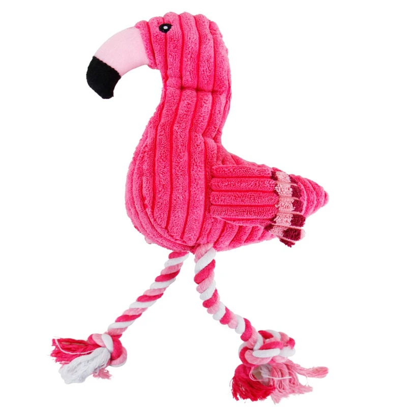 Pink Flamingo Shape Dog Cat Squeaky Chew Toy For Small Large Dogs Sound