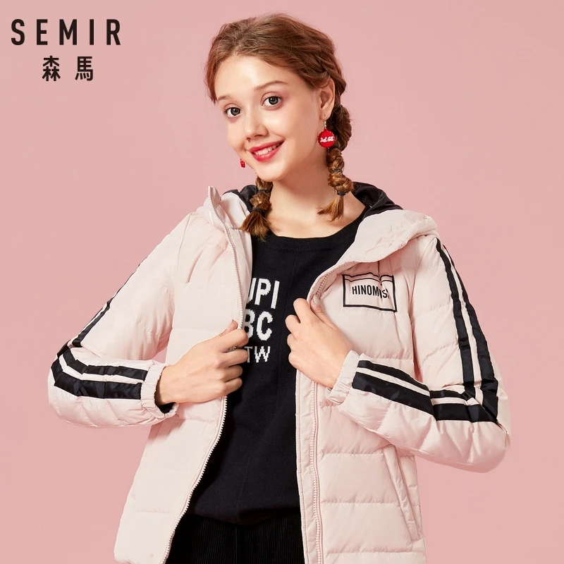 

SEMIR 2019 Winter Jacket WOMEN New Fashion Women Down jacket Slim Large size 2XL Hooded Jacket Students Woman Thick Warm Cotton