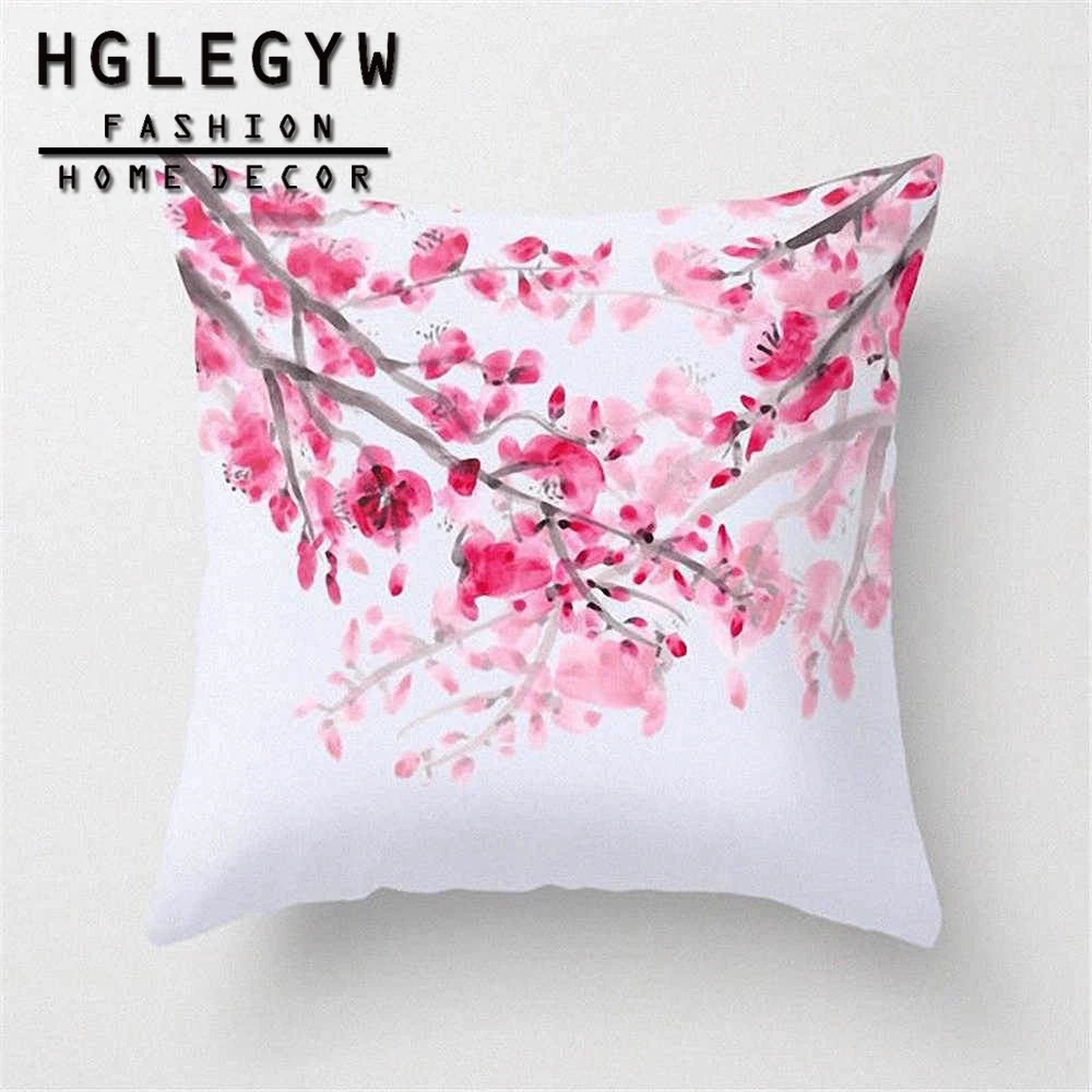 HGLEGYW чехол для подушки с цветочным рисунком, Хлопковый чехол для подушки, Льняные Наволочки с принтом для офиса, дома - Цвет: 7