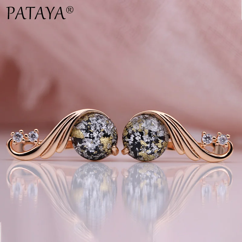 White Amber PATAYA, новинка, красочные Кристальные серьги-капли в виде пещеры оникса, 585, розовое золото, белый натуральный циркон, длинные серьги для женщин, роскошные модные ювелирные изделия - Окраска металла: White Amber