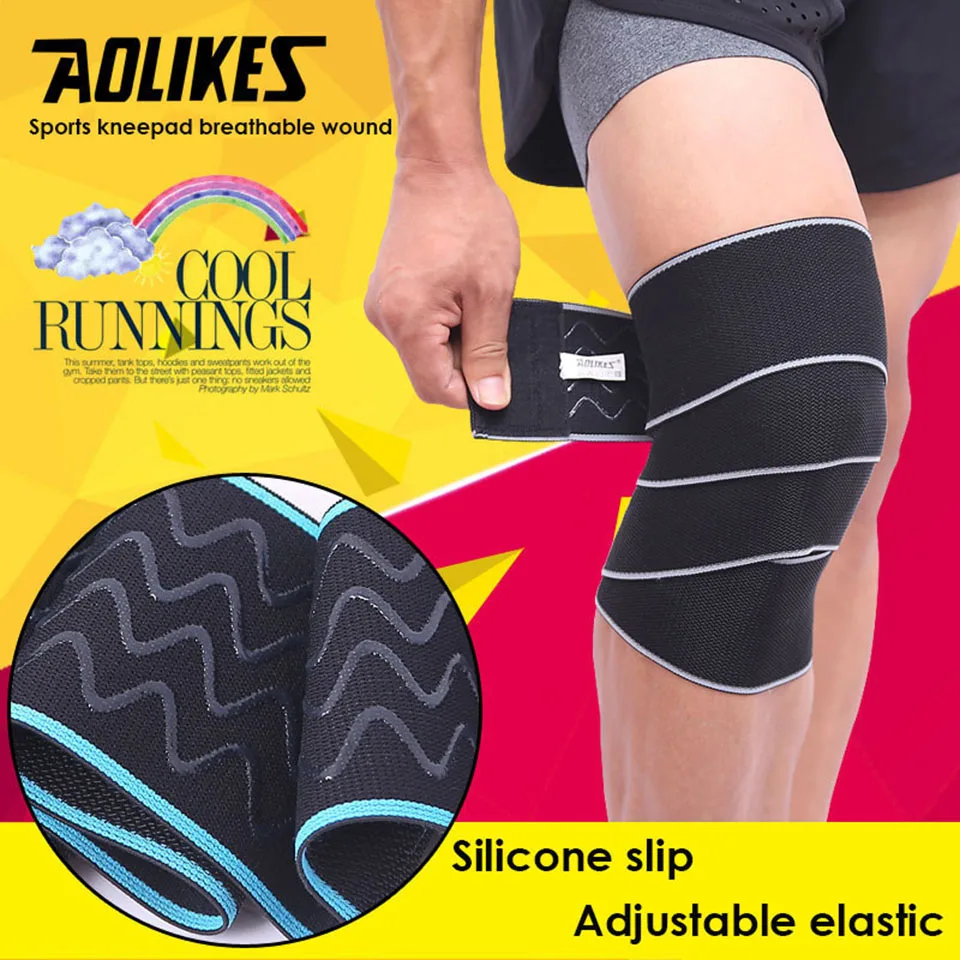 AOLIKES 1 шт. 1,5 м* 8 см Тяжелая атлетика бандаж для поддержки колена подтяжки эластичные повязки для ног компрессионные ремень на голень, на колени колодки безопасности