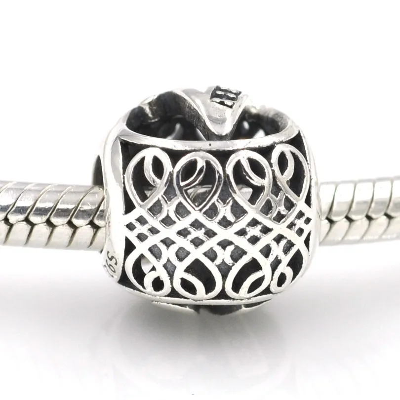 Урожай V Очарование 925 Серебряные Шарики Подходит Pandora Браслет DIY Ювелирные Изделия Для Женщин