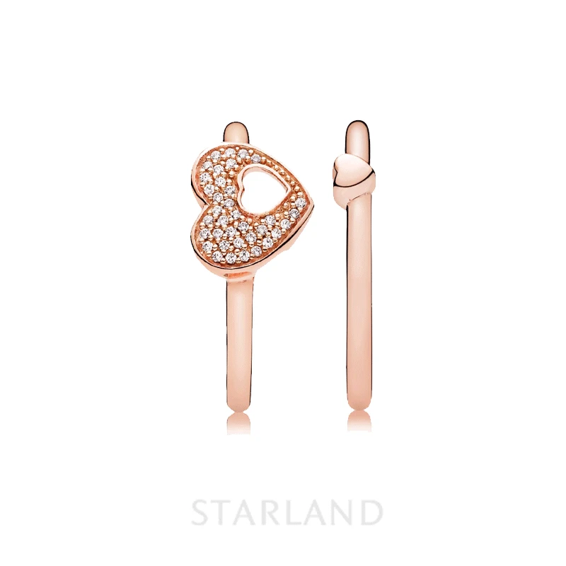 

Starland Hot Sale Rose Gold Plated Puzzle Ring Set 925 Sterling Silver Clear CZ Heart Rings for Women Couples Ring Fine Jewelry