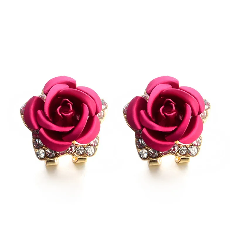 2018 Fashion earrings for women Rose Flower Rhinestone Earrings For Women Summer Style Jewelry Brincos Bijoux Femme J06#N (3)