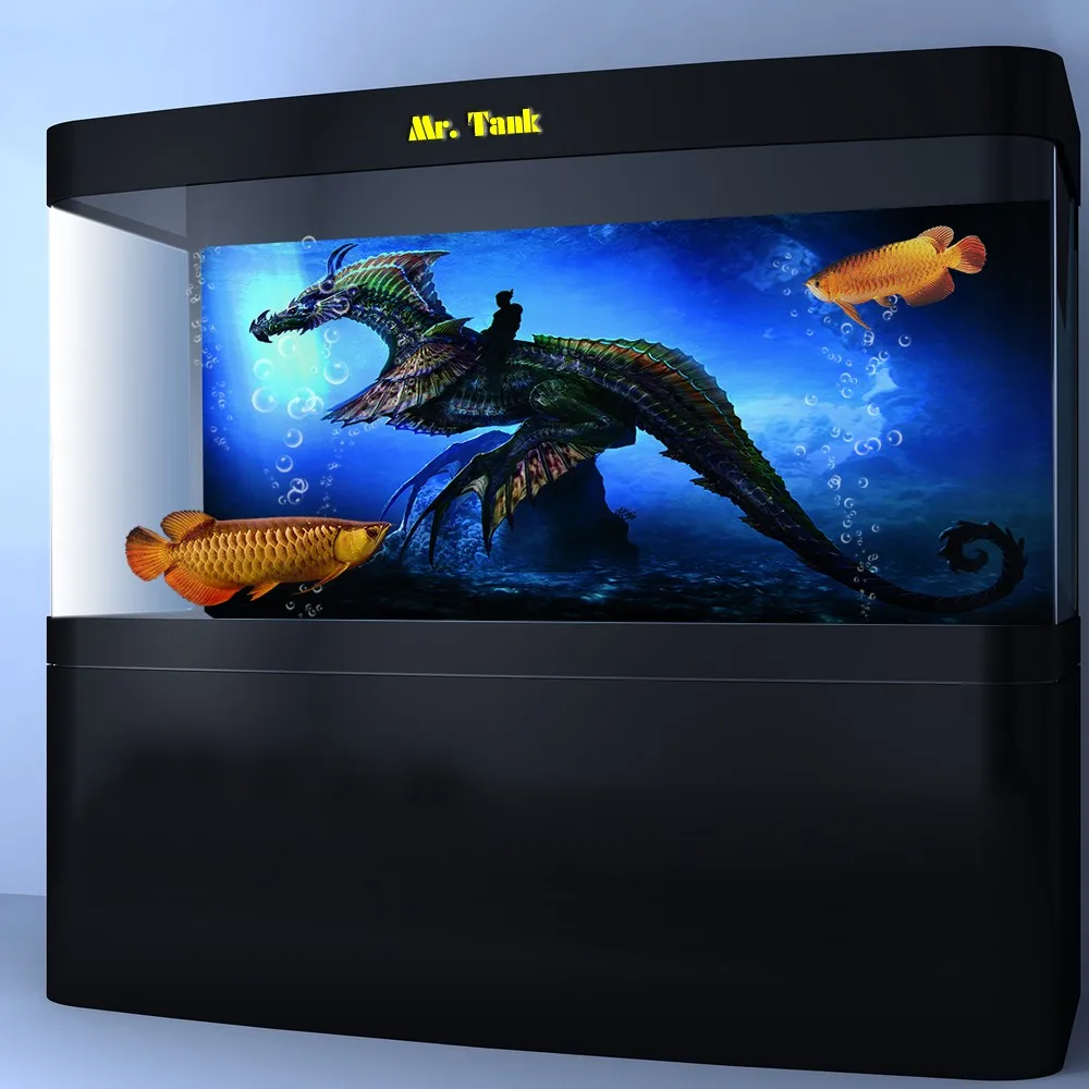 Индивидуальные аквариум фон плакат с самоклеющейся рыцарь дракона Творческий ПВХ аквариум обои с орнаментом 24 30 48 72