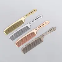 Thin Wide Tooth Hairbrush Hair Brush Comb Stainless Steel Professional Hair Cutting Dyeing Comb Home Use Salon Hairdressing Comb 2