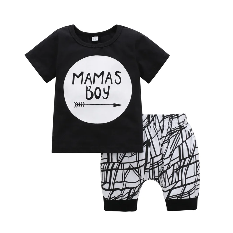 

Summer 2019 New Kids Short-sleeved Kids Suit Pure Cotton Two-piece Suit