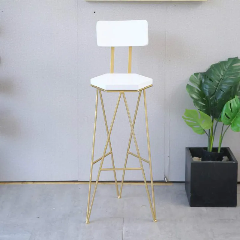 

Creative bar stool bar chair Nordic home wrought iron backrest chair simple modern front desk high chair