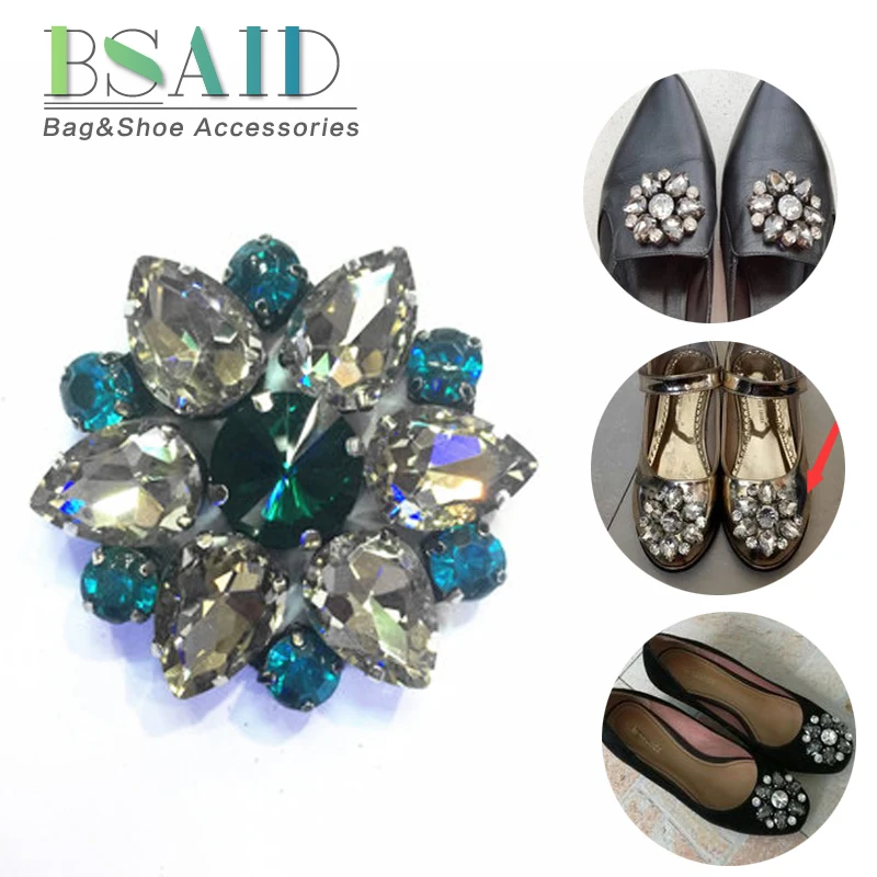 

BSAID 1PC Flower Rhinestone Clip Shoes Decorations For Women Shoe High Heel Crystal Charming Clip For Dress Hat Shoe Accessoriy