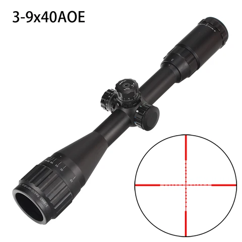 Torres de Bloqueio 3-9×40 ao Riflescope Caça Tático Mira Óptica Full Size Mil Red Dot Verde Azul Llluminate Rifle Âmbito Retículo