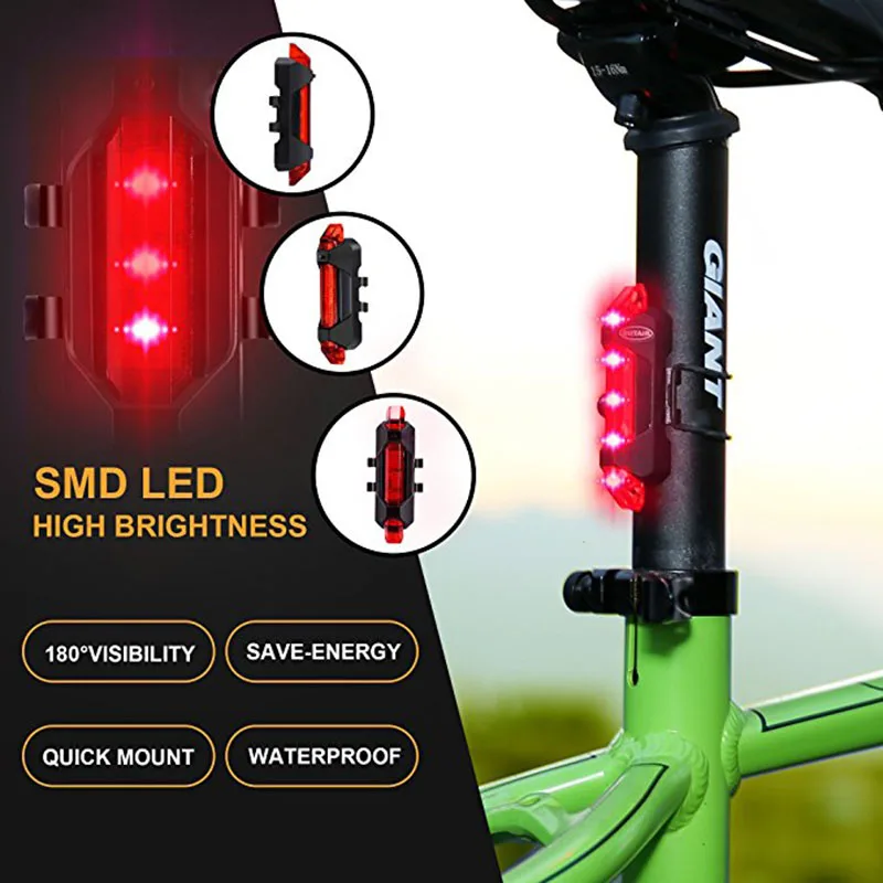 Perfect Bike Bicycle light Rechargeable LED Taillight USB Rear Tail Safety Warning Cycling light Portable Flash Light Super Bright 3