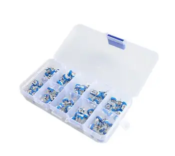 

100Pcs/Box RM065 Carbon Film Horizontal Trimpot Potentiometer Assortment Kit 10 Values Variable Resistor 500R - 1M