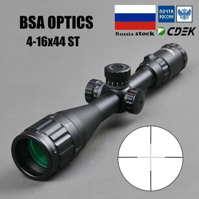 BSA OPTICS 4-16x44 ST mira óptica táctica verde rojo iluminado rifle de caza rifle de alcance para francotirador Airsoft pistolas de aire