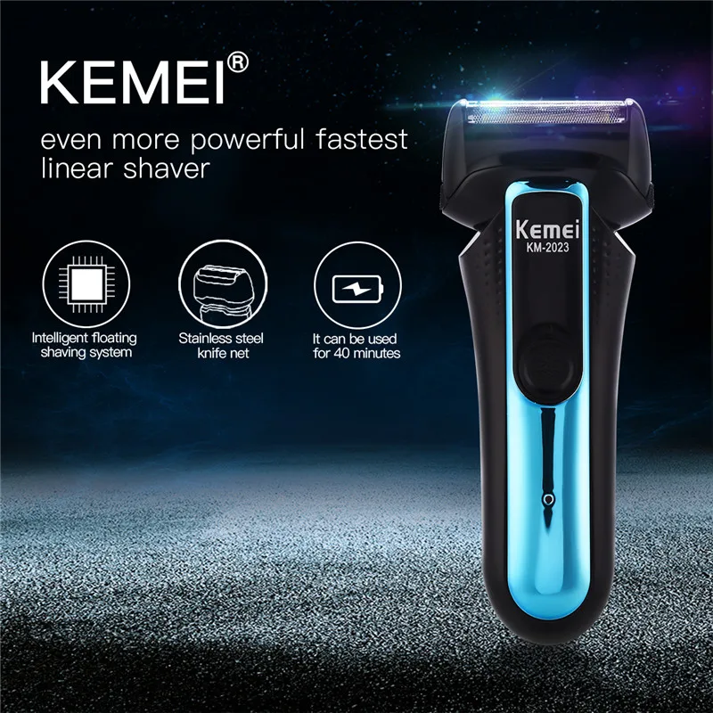 

Reciprocating Professional Electric Shaver Cordless Dual Blades Rechargeable Razor Beard Trimmer Shaving Machine KM-2023 P49