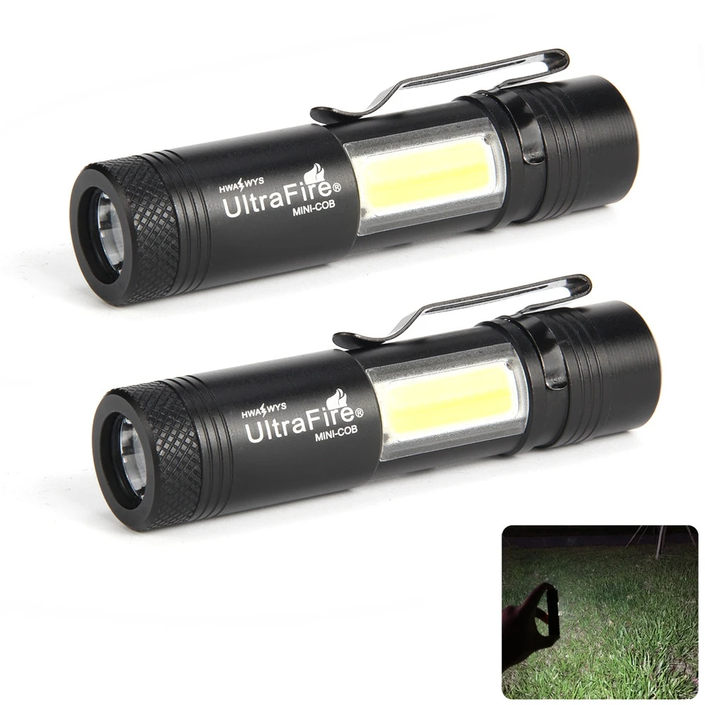 

MINI - COB 250 Lumens XPE 4 - Speed Clip IPX-4 Water-resistant 2 PCS LED Flashlight Kit LED Torch By 14500 Or AA Free Shipping