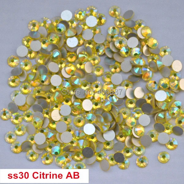 

Free Shipping! 288pcs/Lot, ss30 (6.3-6.5mm) Citrine AB Flat Back Nail Art Non Hotfix Rhinestones