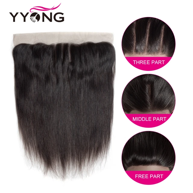 Yyong Hair Brazilian Straight Lace Frontal Closure 13*4 Ear To Ear Free/Middle/Three Part Swiss Lace Closure Remy Free Shipping