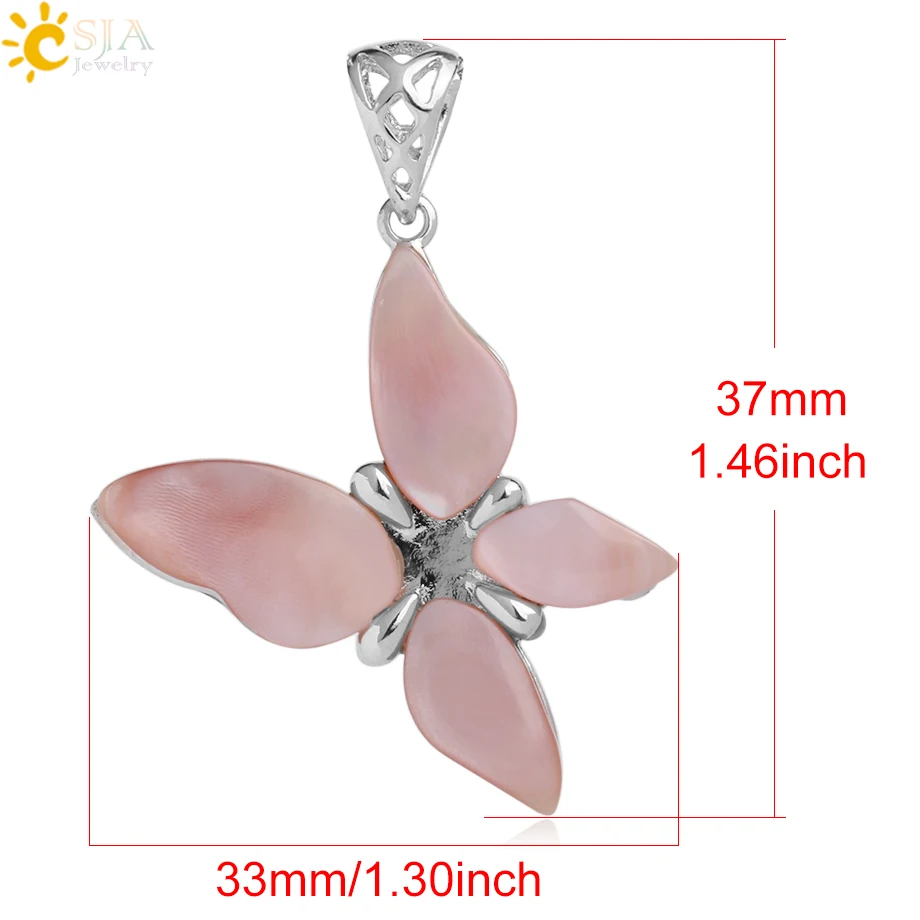 CSJA натуральный розовый корпус бабочка ожерелья с подвесками в виде животных перламутр милые Подвески модные украшения для женщин девочек G056