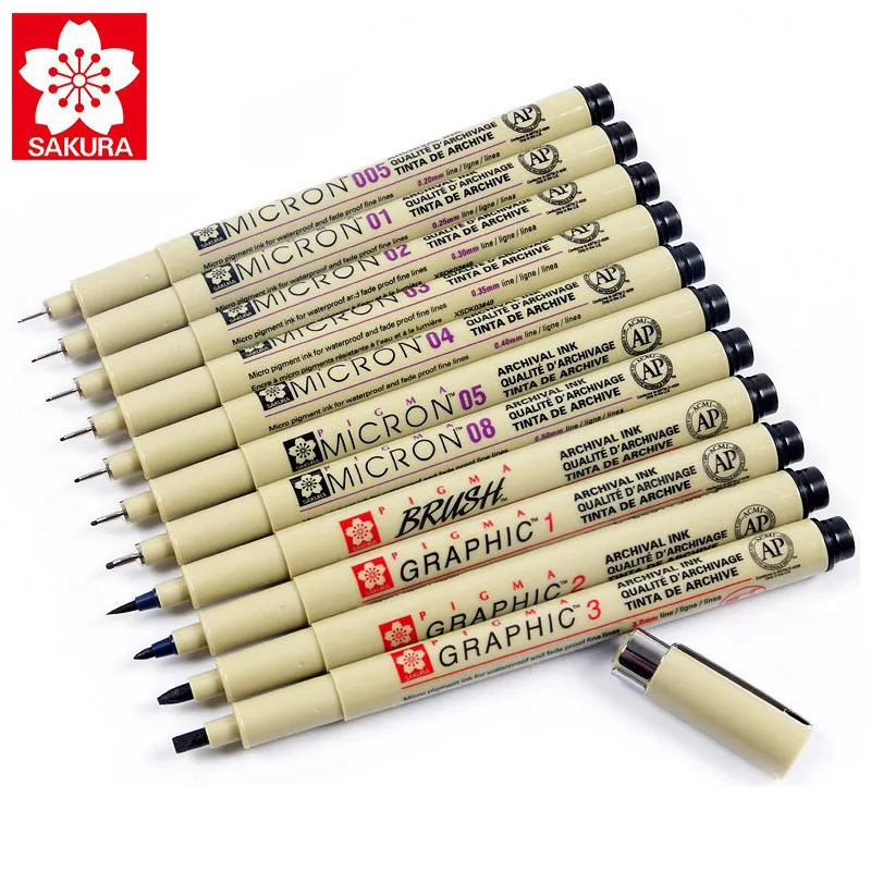 AAGU 1 шт. Sakura Pigma Micron мягкая шариковая ручка игла для рисования Лот Кисть