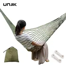 Thicker Mesh Nylon Hammock Portable For Camping Beach Outdoor Leisure Hanging Bed Swing Chair Furniture blue green hamac